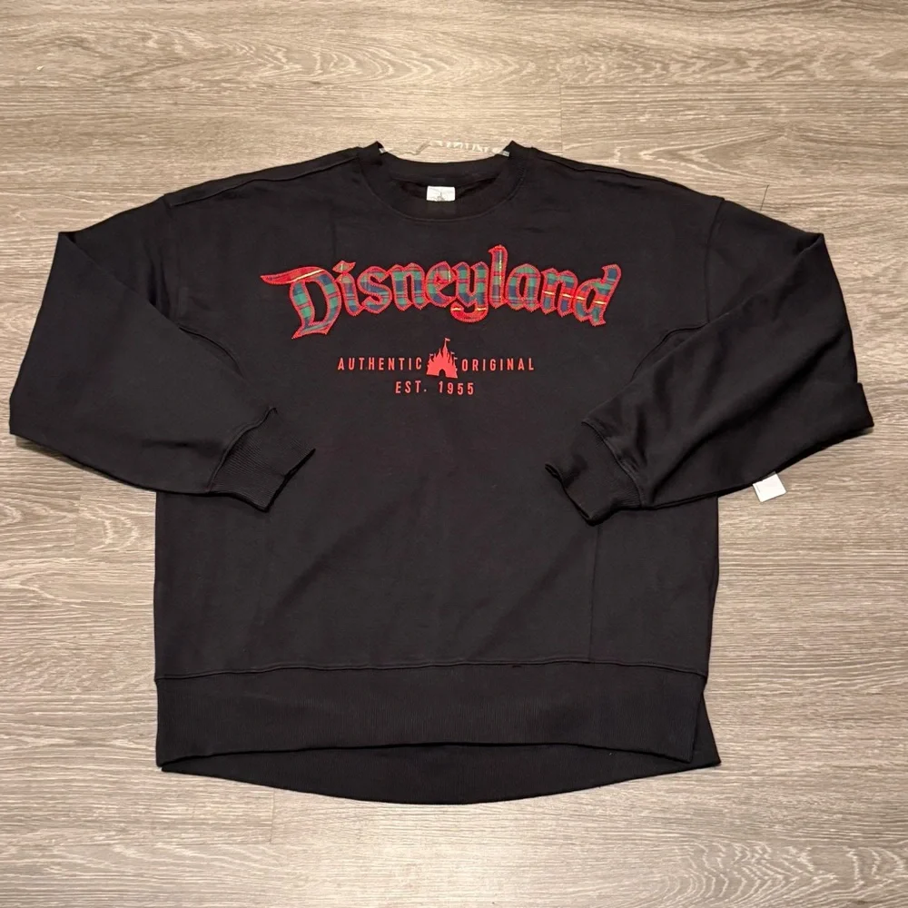 Disney Parks Disneyland Plaid Classic Logo Oversized Sweatshirt NWT